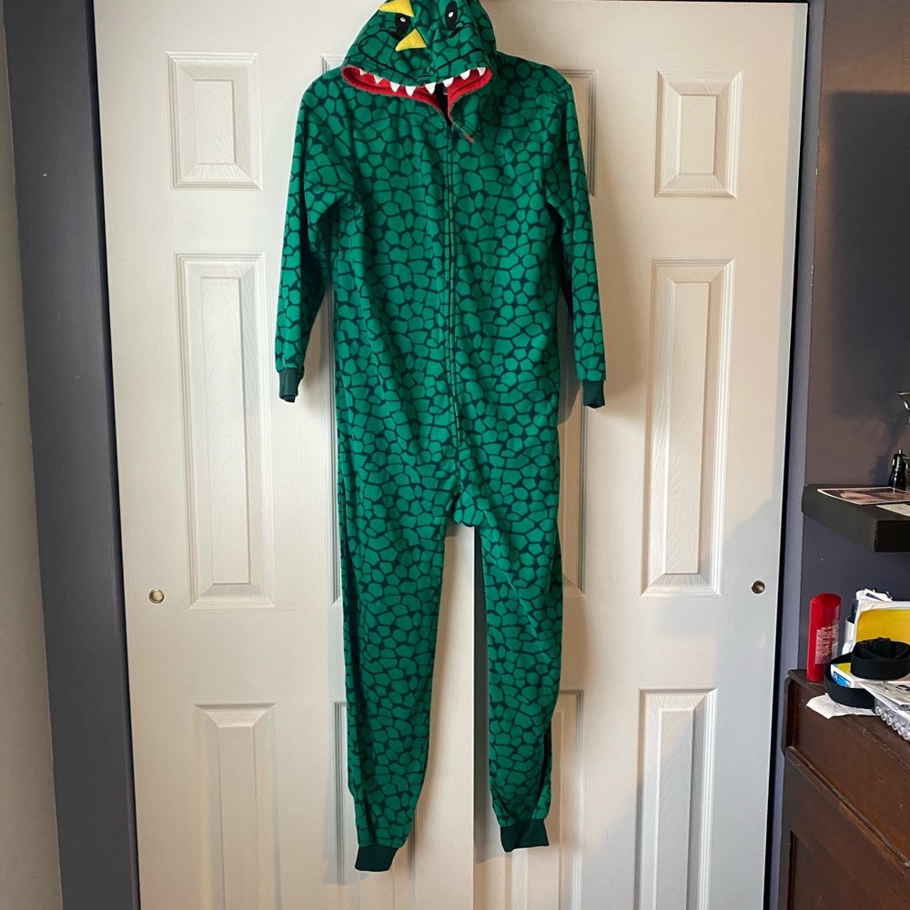 Boys Dino Lizard Dragon onesie pajamas size 14 XL